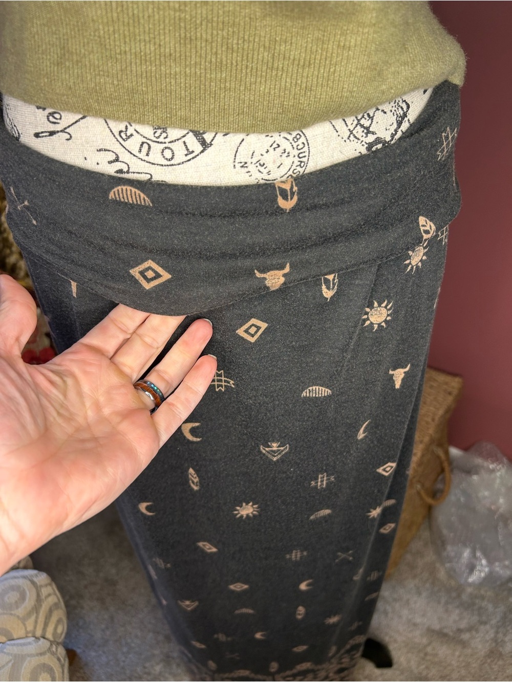 Mossimo Supply Co. Black Maxi Skirt with Beige Boho Print - Picture 5 of 5